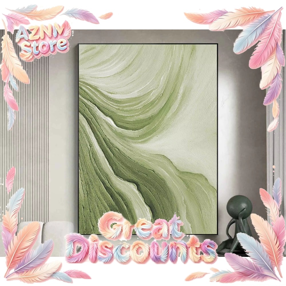 3D Printing Gold - Gold Green Minimalist Abstract Art Canvas